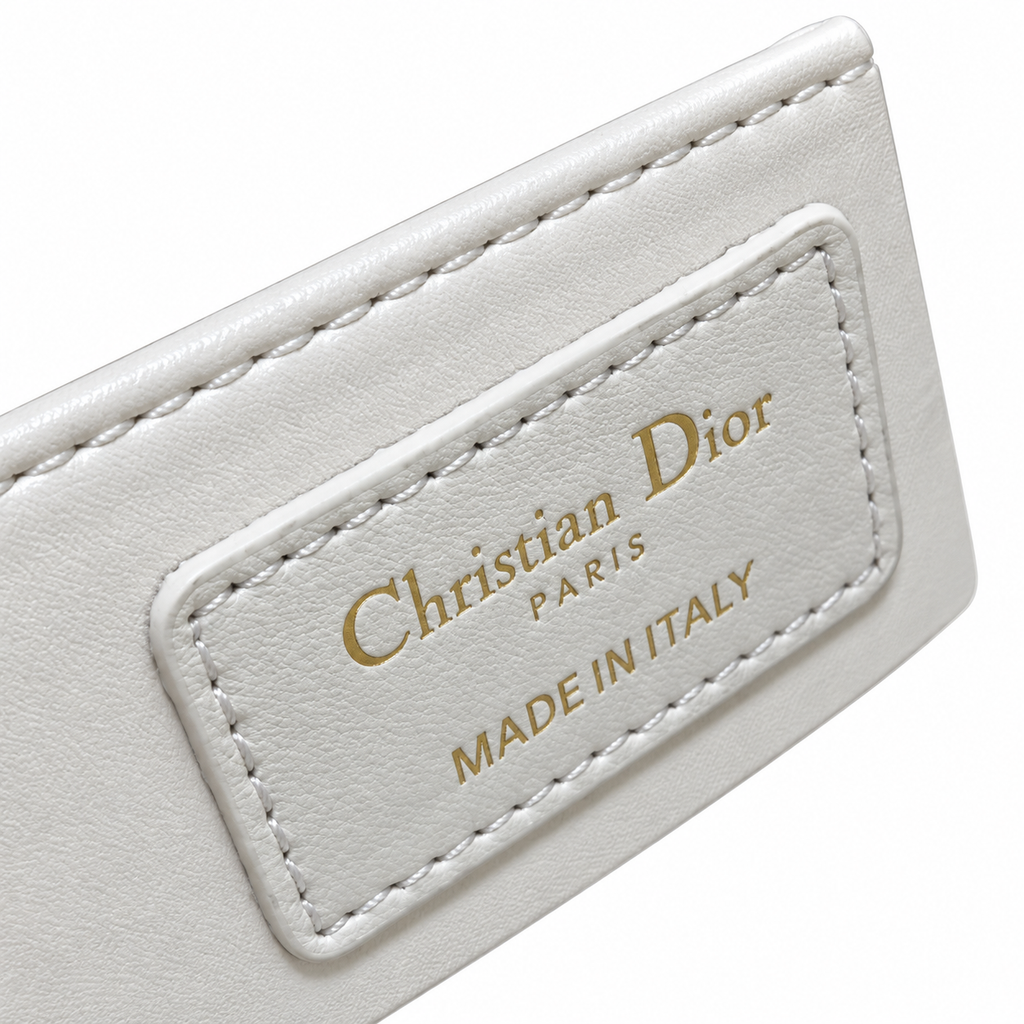 Dior White Caro Cannage Pearl CD Lock Bag
