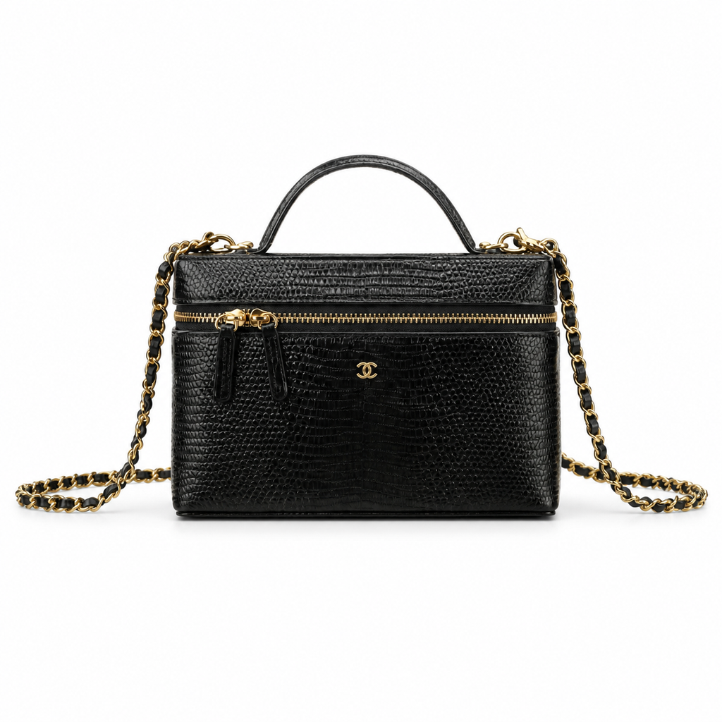 Chanel Black Croc-Embossed Crossbody Bag