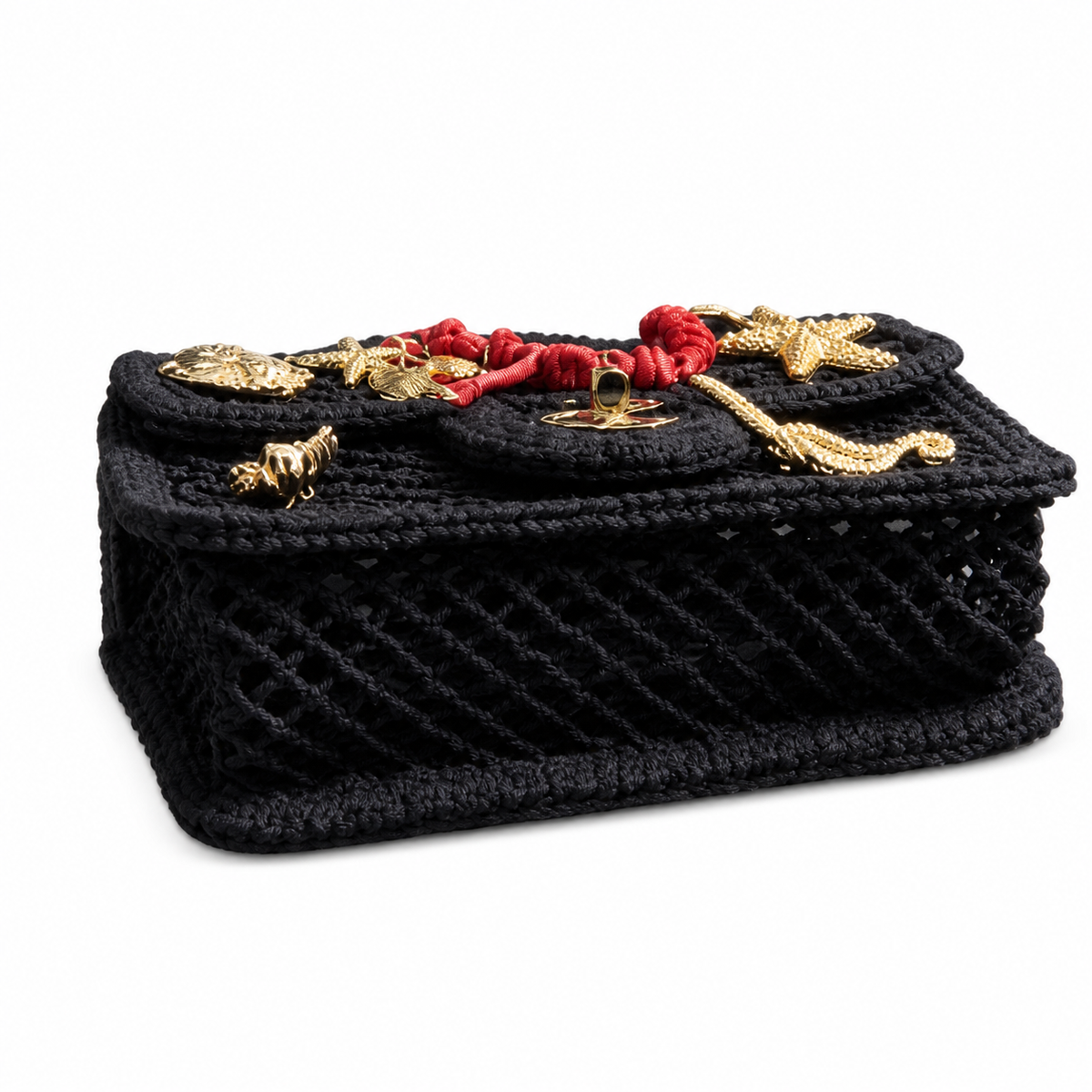 Chanel Black Woven Charm Crossbody Bag