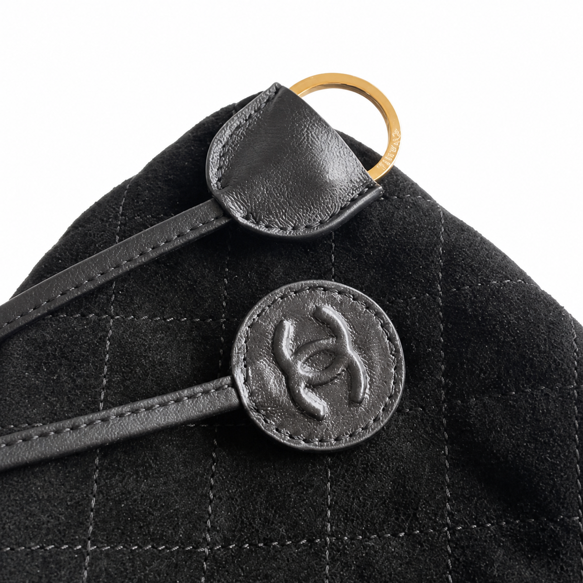 Chanel Black Quilted Drawstring Bucket Bag