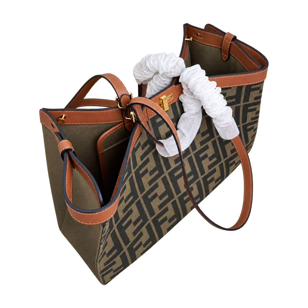 Fendi FF Sunshine Leather Shopper Tote Bag 40x12x29cm