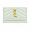 YSL Cassandre Card Holder – Mint Chevron