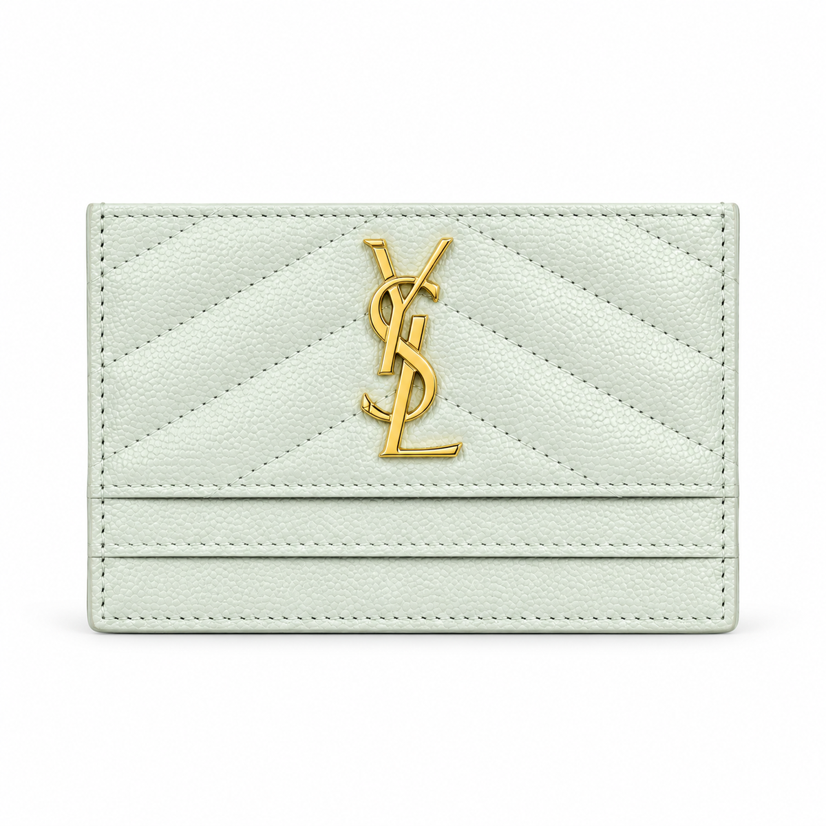 YSL Cassandre Card Holder – Mint Chevron