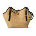 Chanel Quilted Tote Bag with Leather-Woven Chain Strap