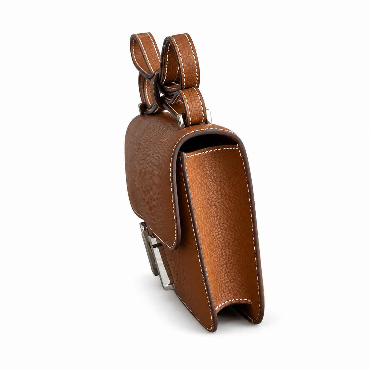 Hermès Lindy 26cm Crossbody Bag – Golden Brown & Silver | Vintage Luxury Leather