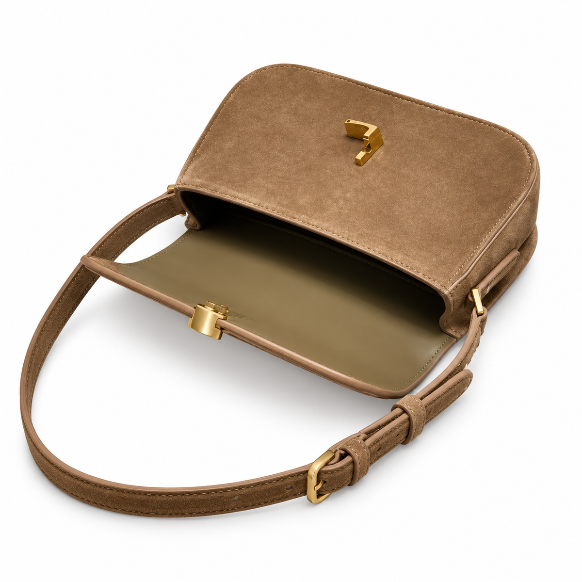 Saint Laurent Solferino Bag – Tan Suede