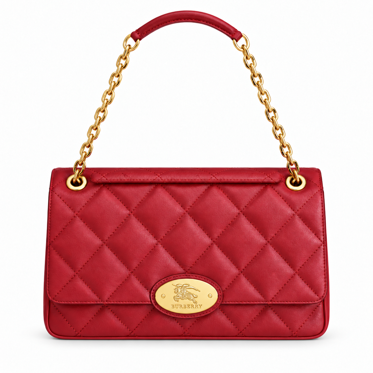 Burberry Quilted Chain Shoulder Bag in Red