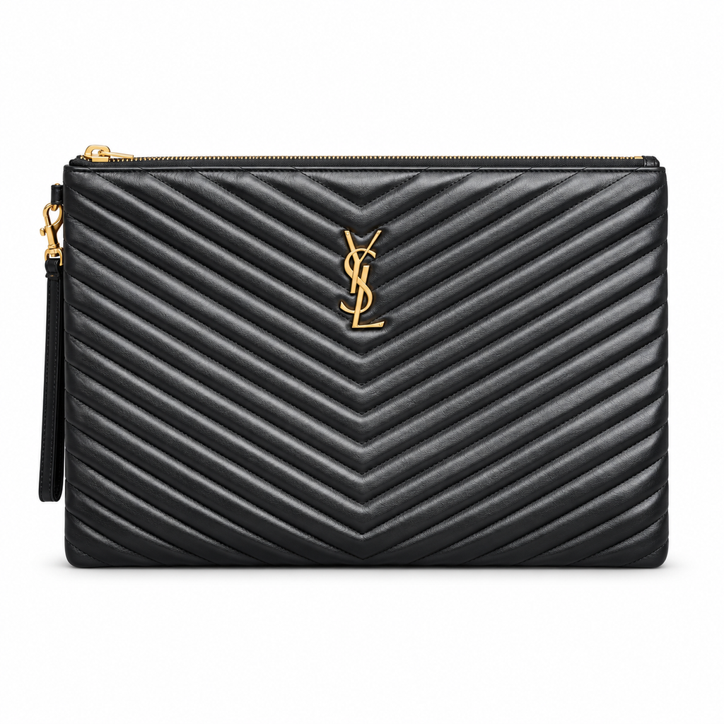 Saint Laurent Monogram Quilted Clutch – Black