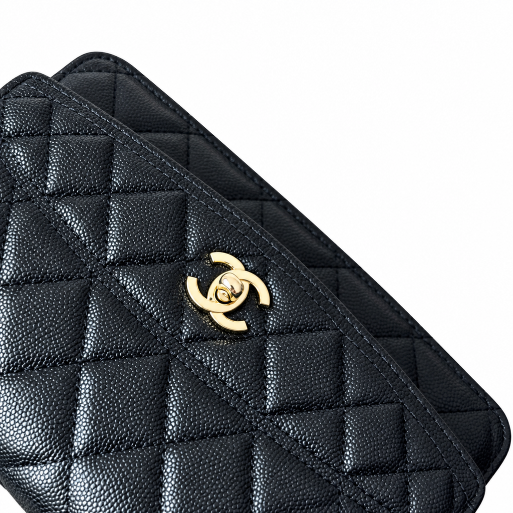 Chanel Black Caviar Quilted Mini Top Handle Flap Bag