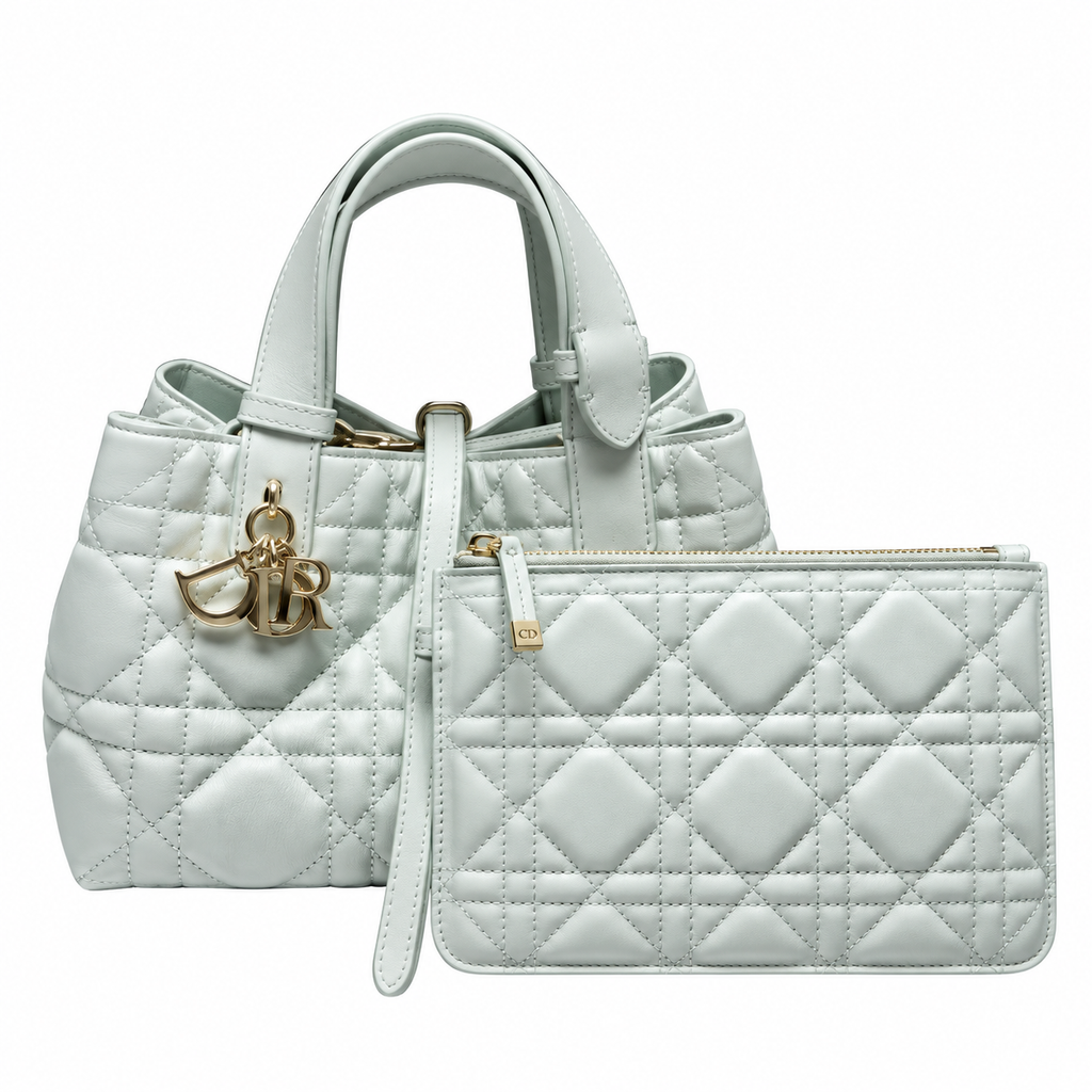 Dior Quilted Cannage Bucket Top Handle Bag with Removable Strap