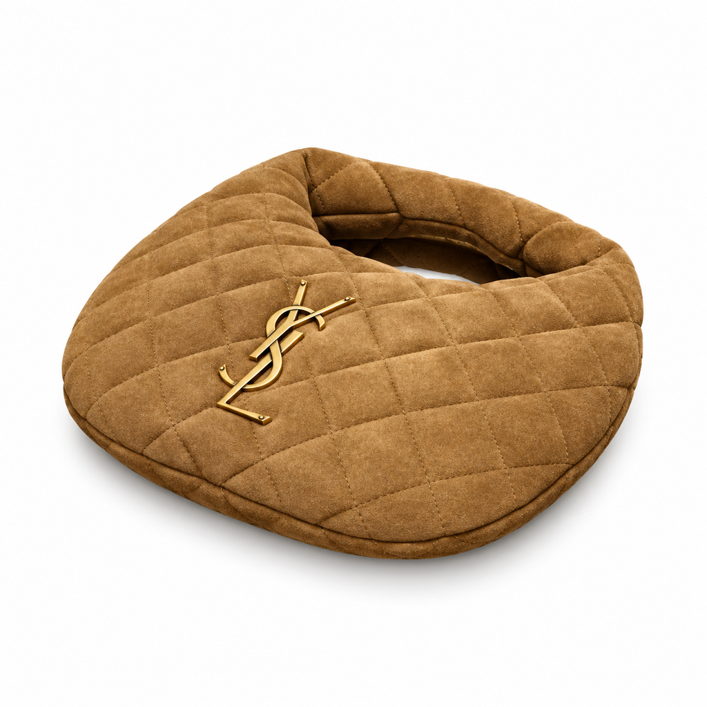 YSL Saint Laurent Quilted Suede Hobo Bag