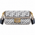 Fendi FF Shoulder Bag – Jacquard Canvas & Leather Trim, Flap Closure, 26cm