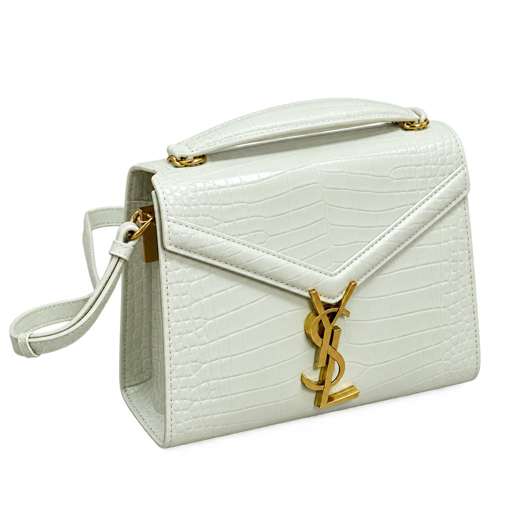 YSL Cassandra Mini Bag – White Croc Leather