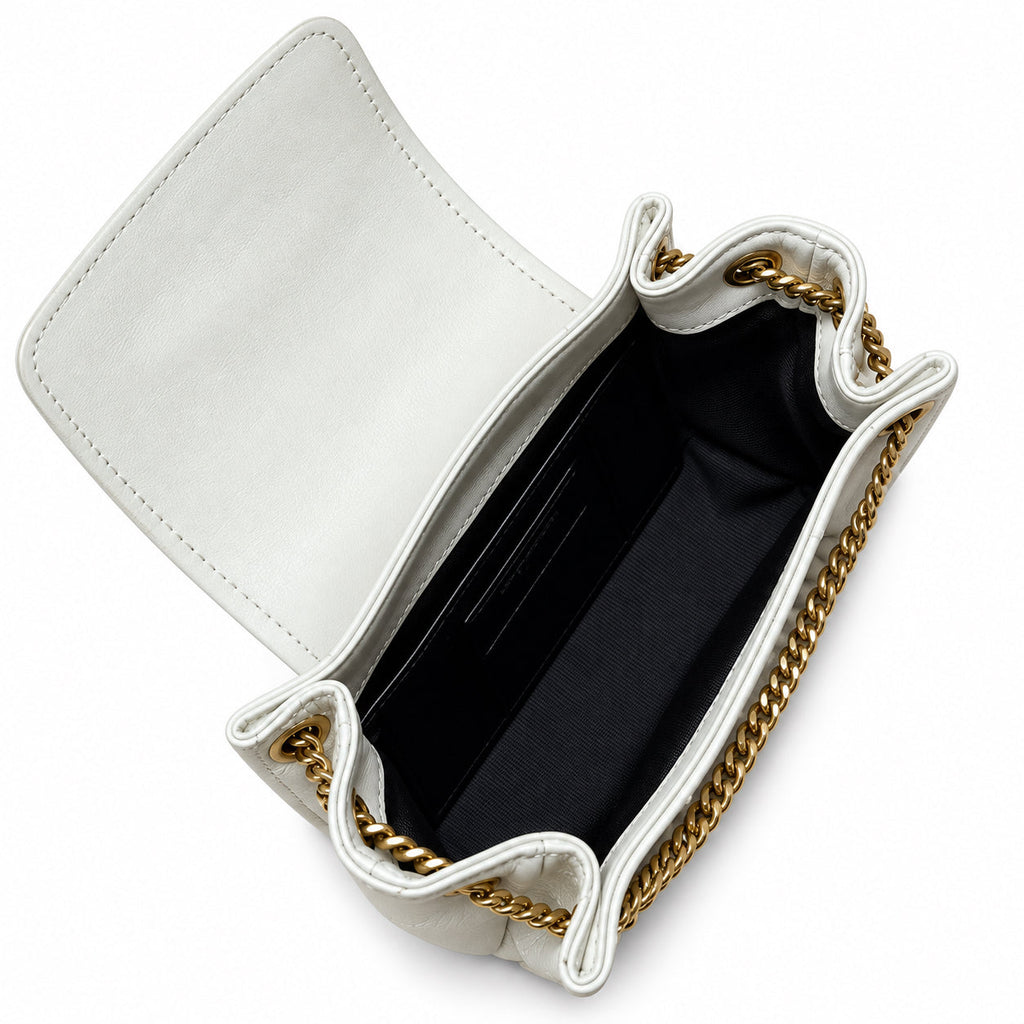 Saint Laurent Nolita Quilted Chain Bag in White