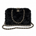Chanel Black Faux Fur Classic Flap Bag