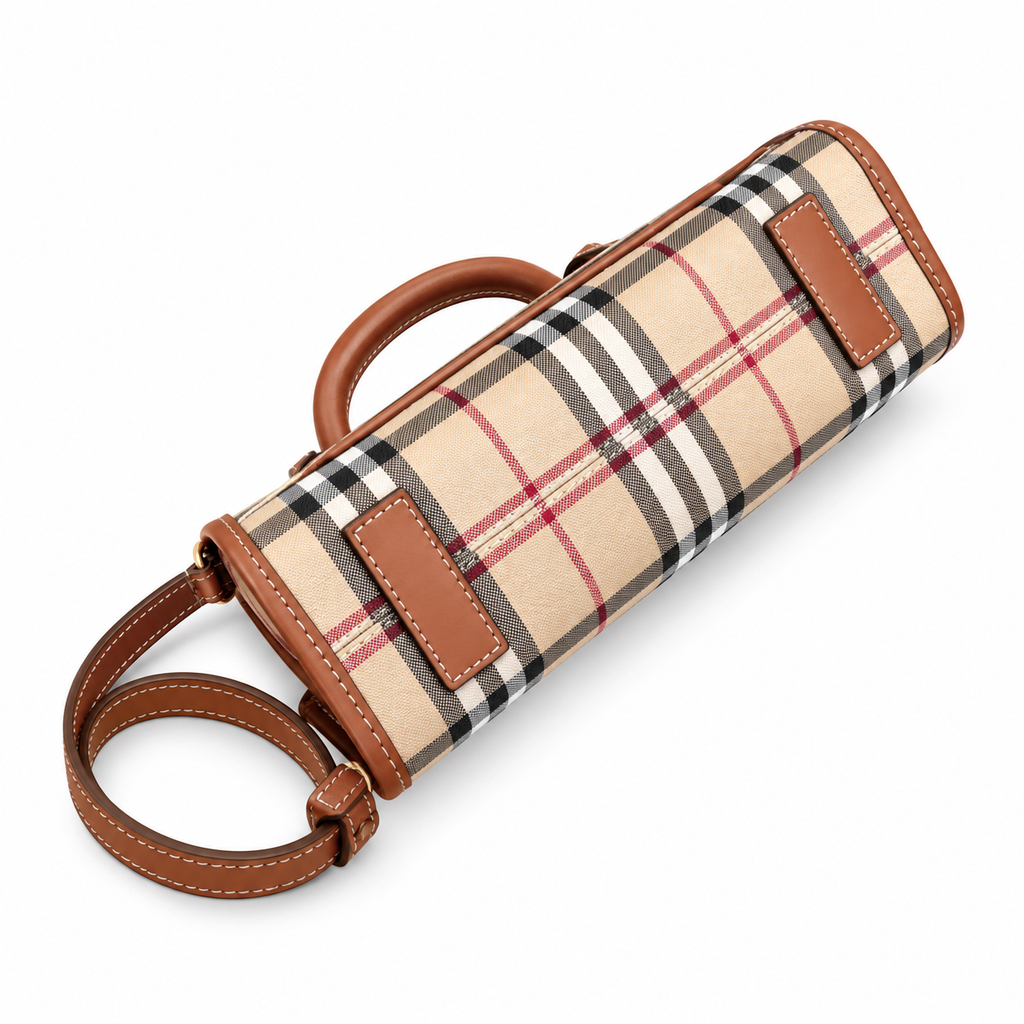 Burberry Beige Check Top Handle Bag