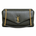 YSL Saint Laurent Calypso Bag Khaki Green Grained Leather Gold Chain Straps