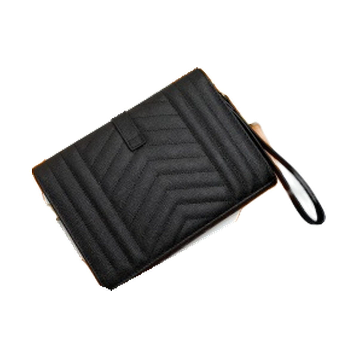 YSL Saint Laurent Envelope Clutch in Black Quilted Leather