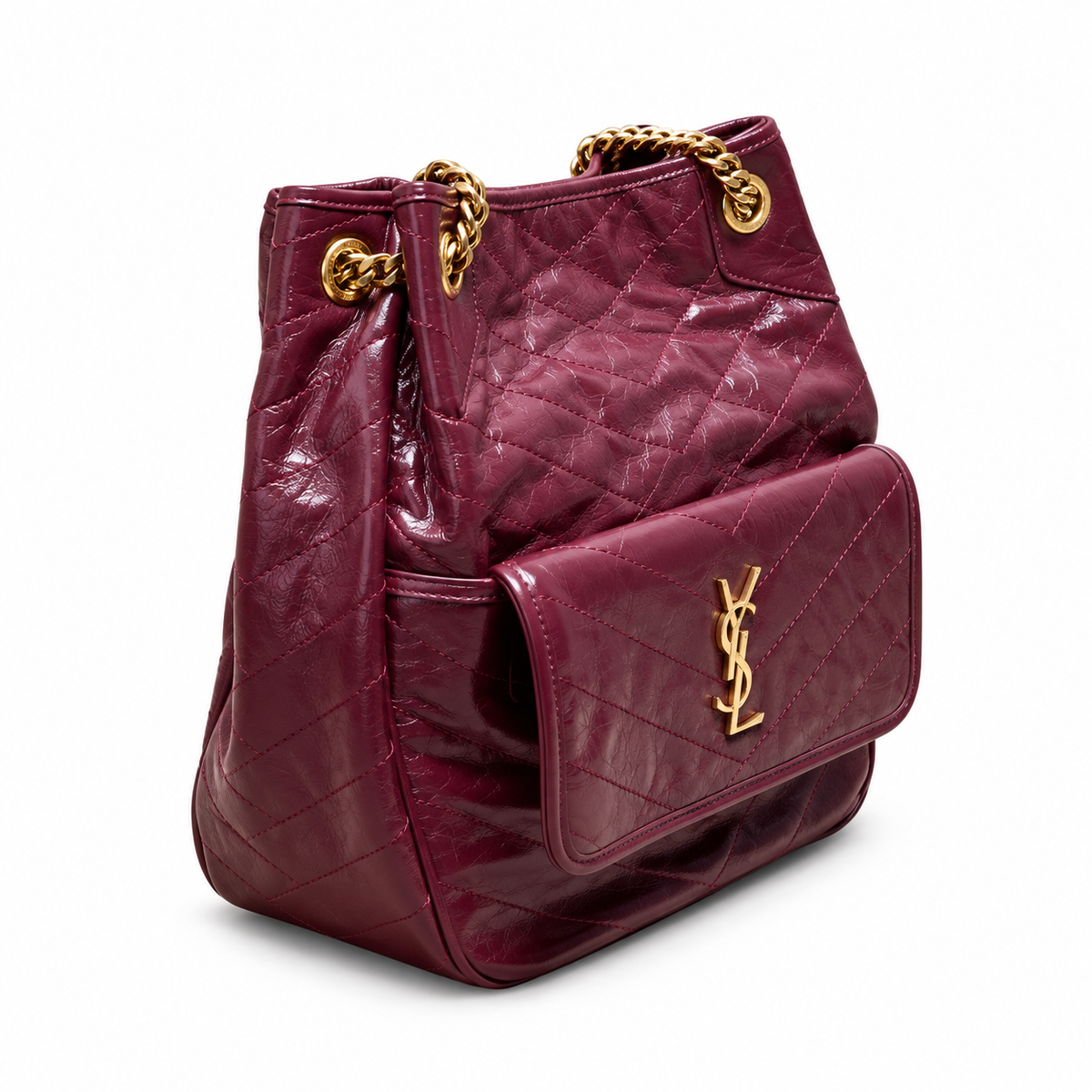 Balenciaga Crush Quilted Tote Bag in Bordeaux
