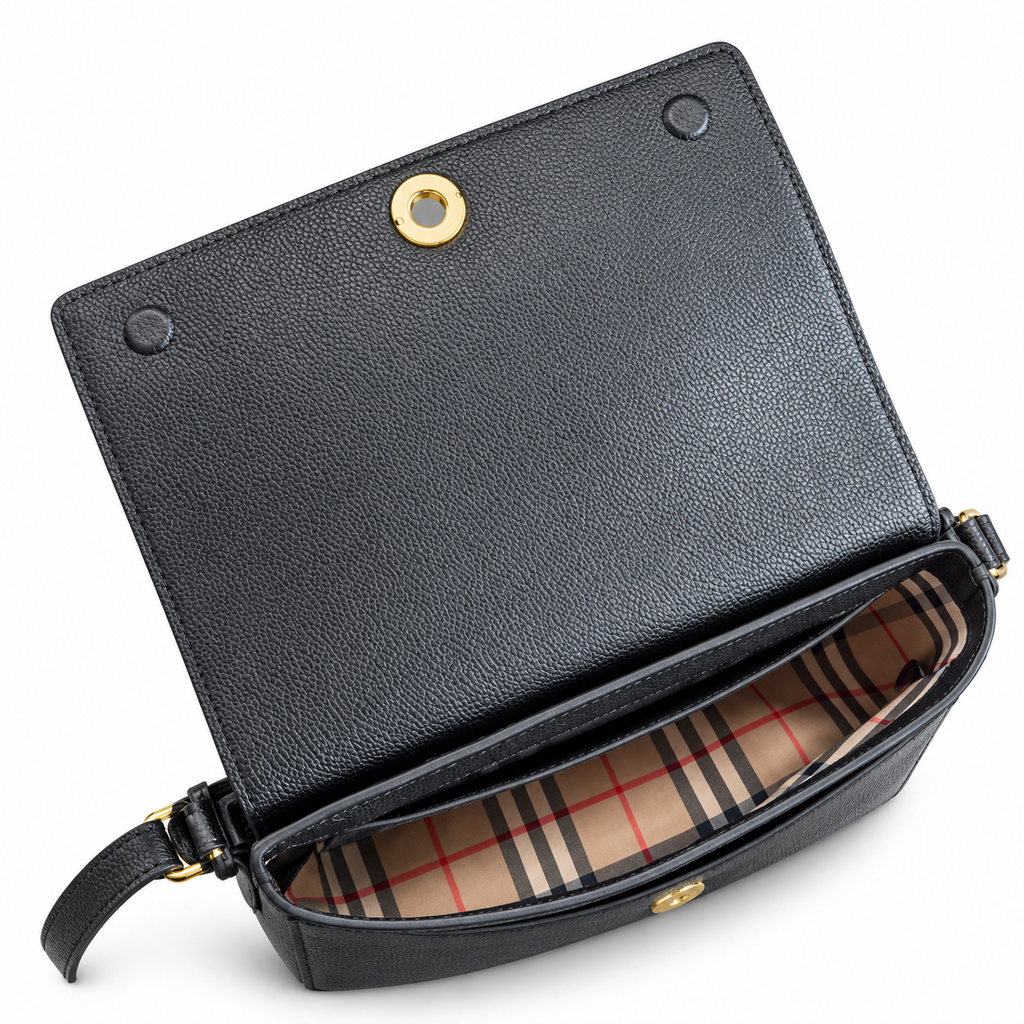 Burberry Check Trim Leather Crossbody Bag