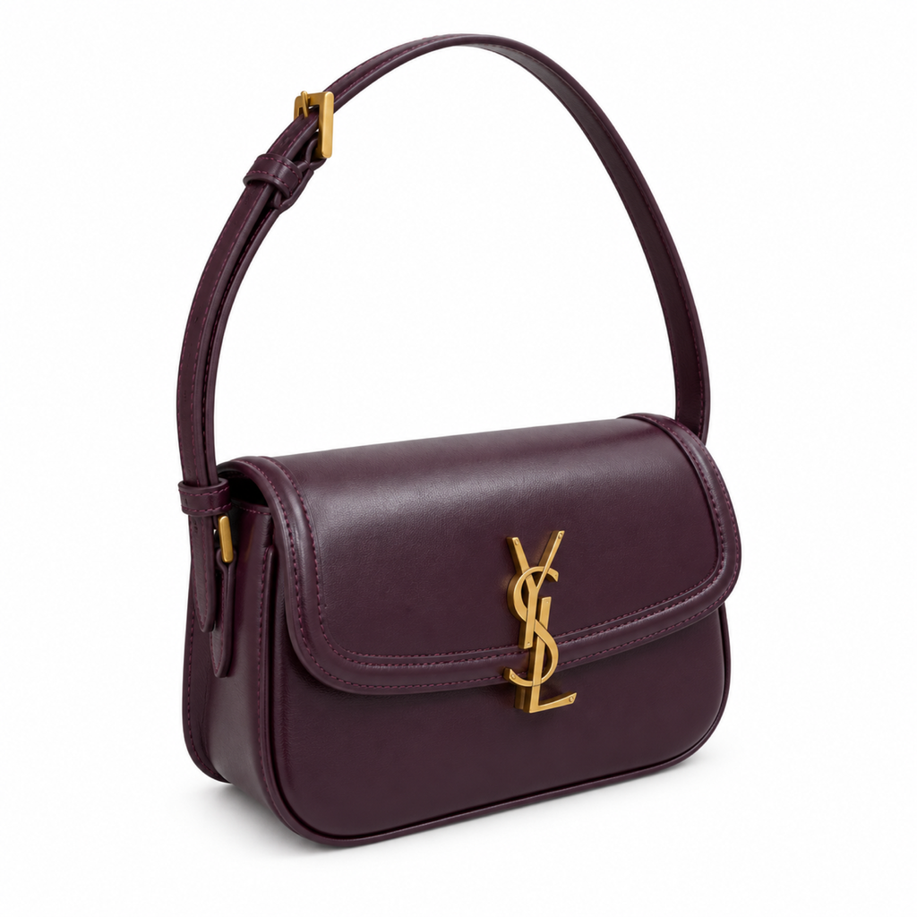 Saint Laurent YSL Solferino Shoulder Bag – Burgundy Leather