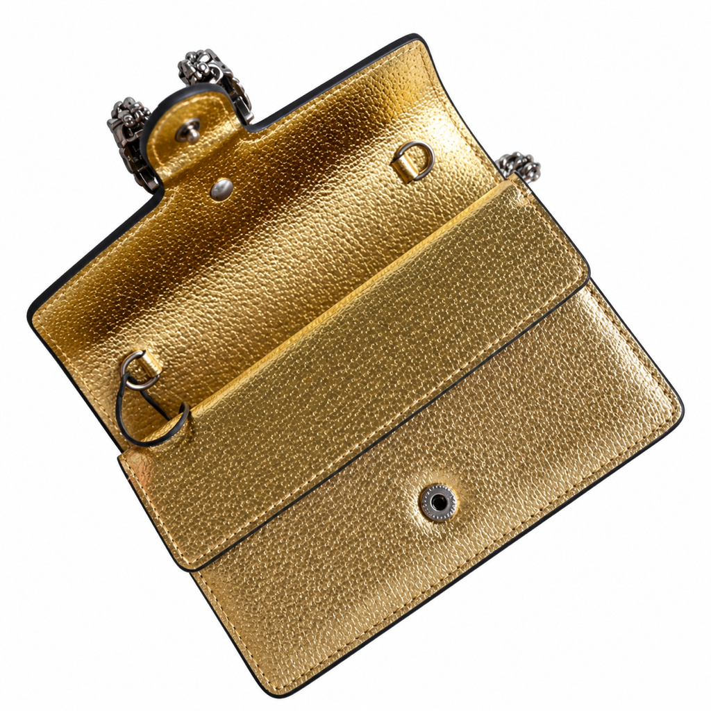 Gucci Dionysus Mini Bag in Gold Metallic Leather