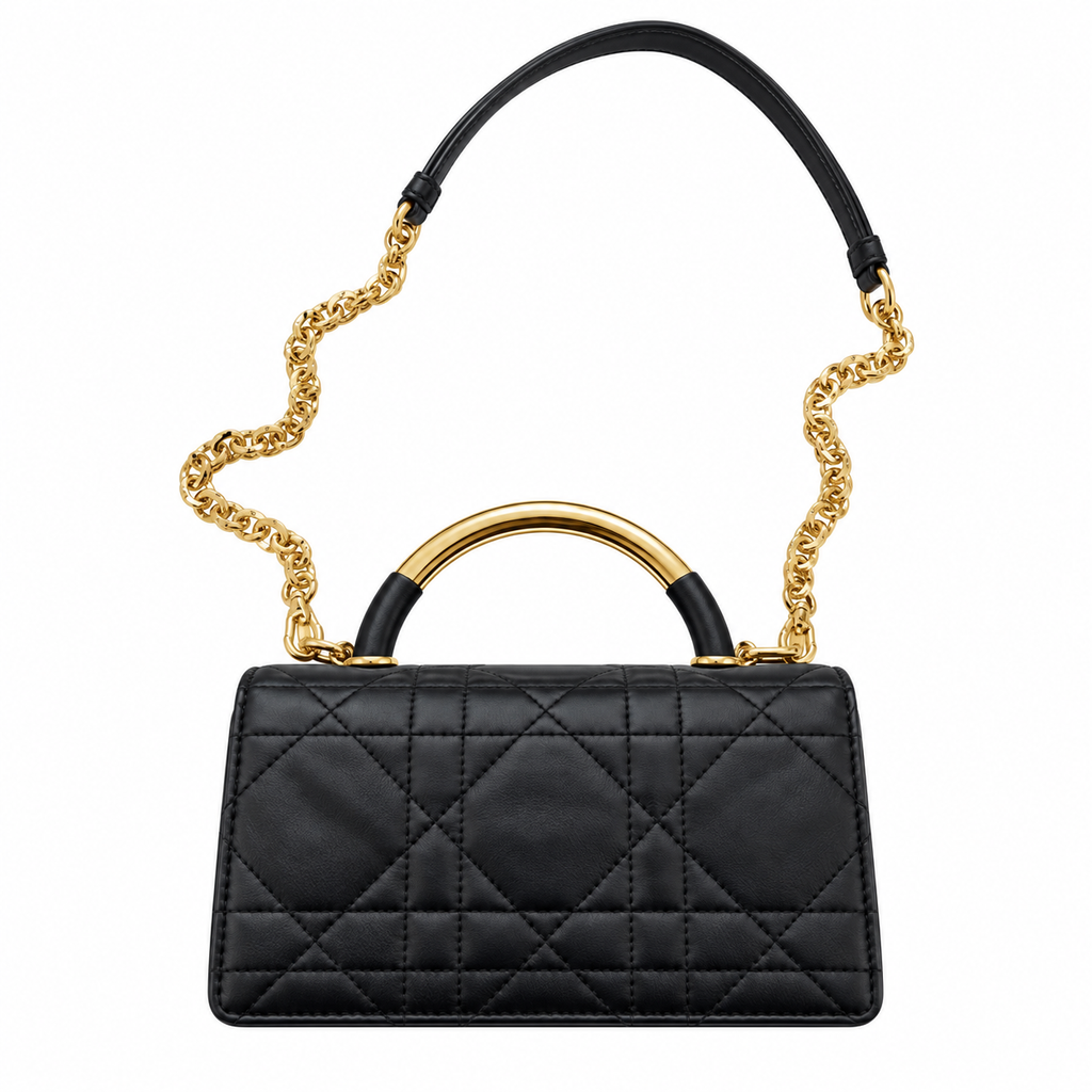 Dior Black Caro Cannage Pearl CD Lock Bag
