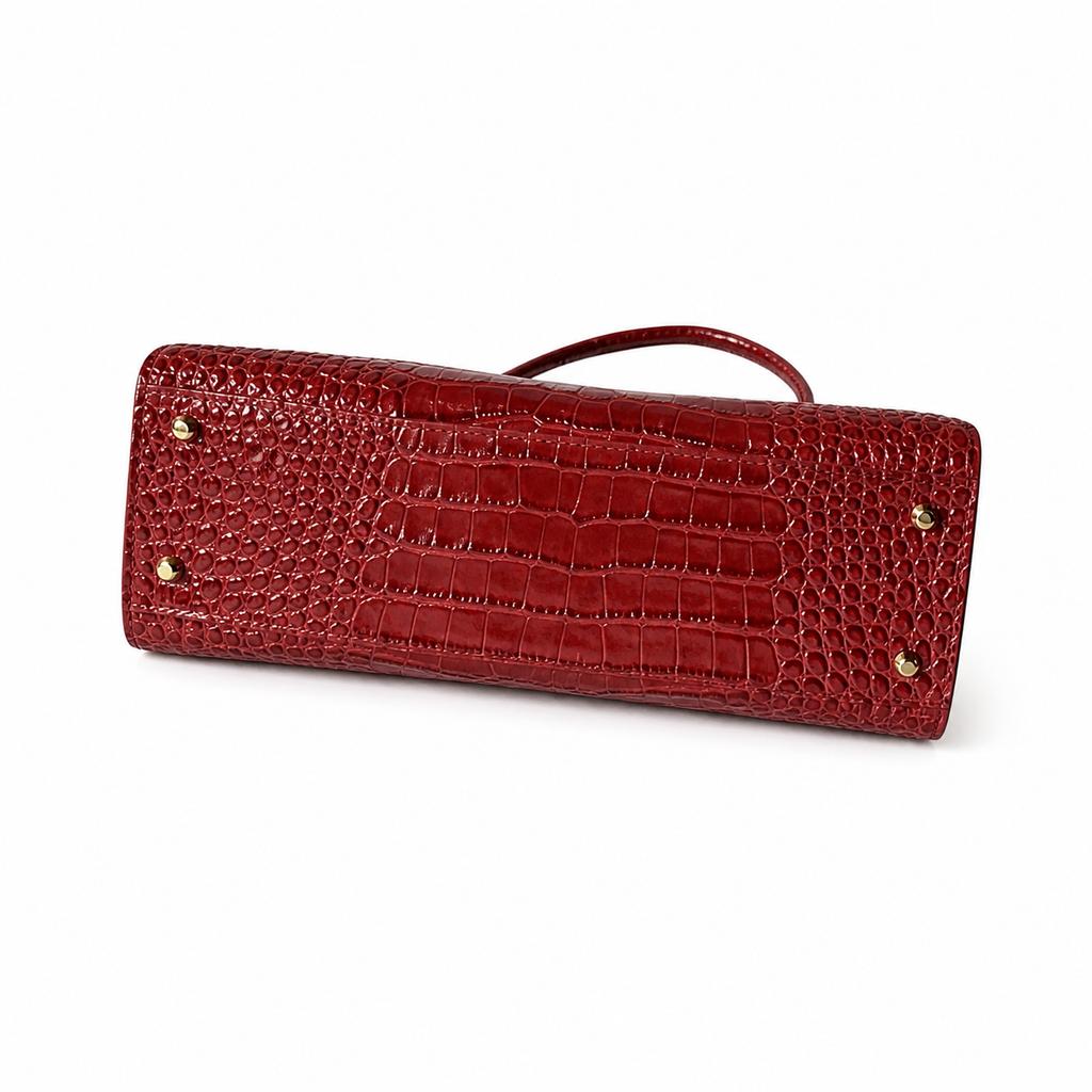 Chanel Burgundy Croc-Embossed Tote Bag