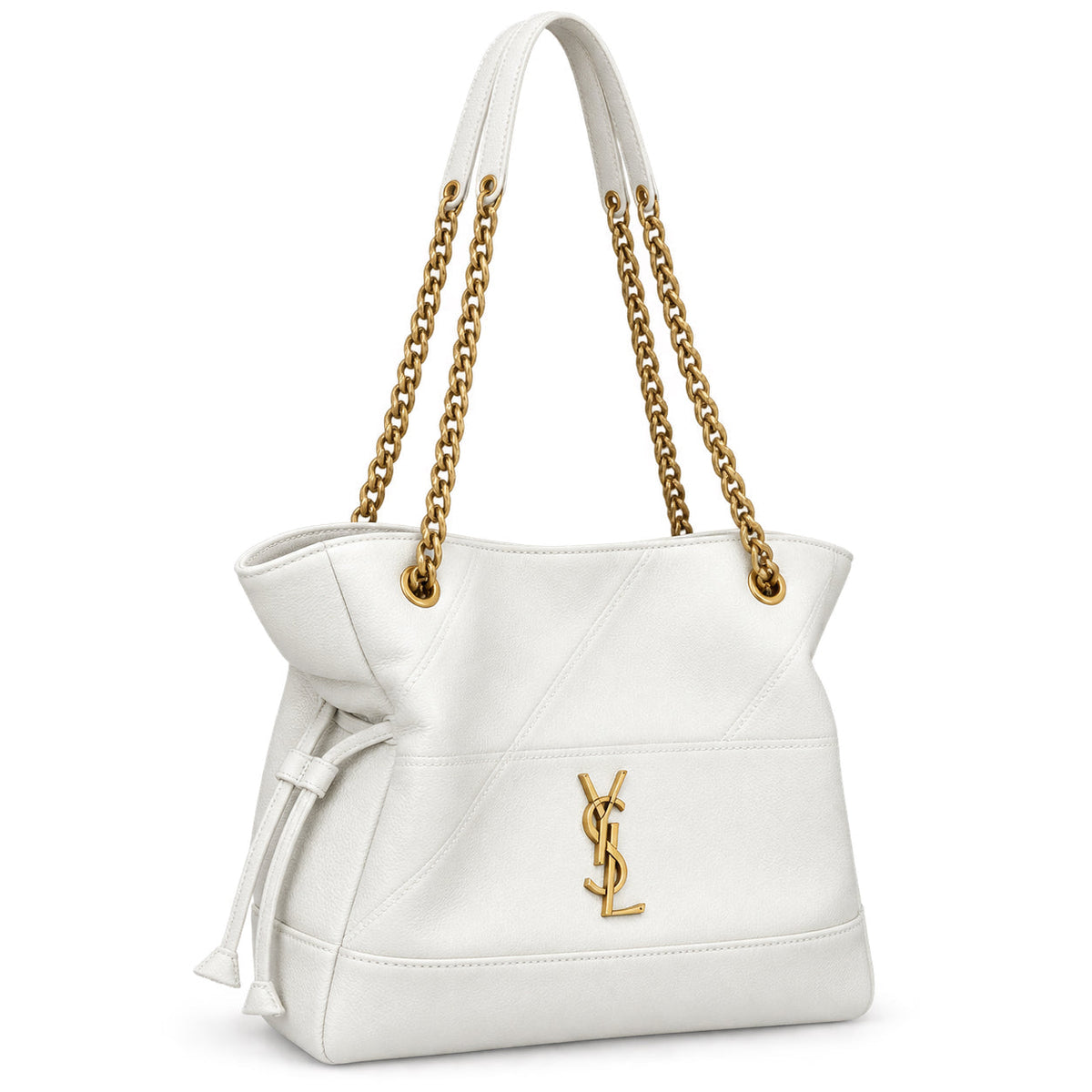 YSL Saint Laurent Nolita Chain Tote Bag – White
