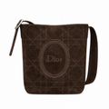 Dior Cannage Quilted Suede Large Hobo Shoulder Bag in Chocolate Brown