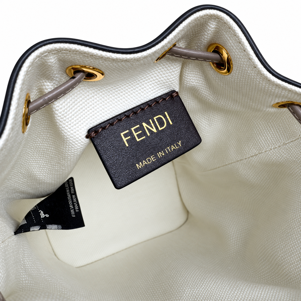 Fendi FF Mini Top Handle Bag – Jacquard Canvas & Leather Trim, Flap Closure, 12cm