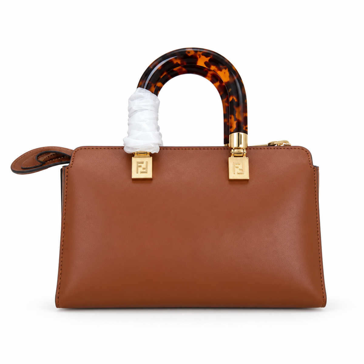 Fendi FF Clutch Shoulder Bag – Jacquard Canvas & Leather Trim, Flap Closure, 18.5cm