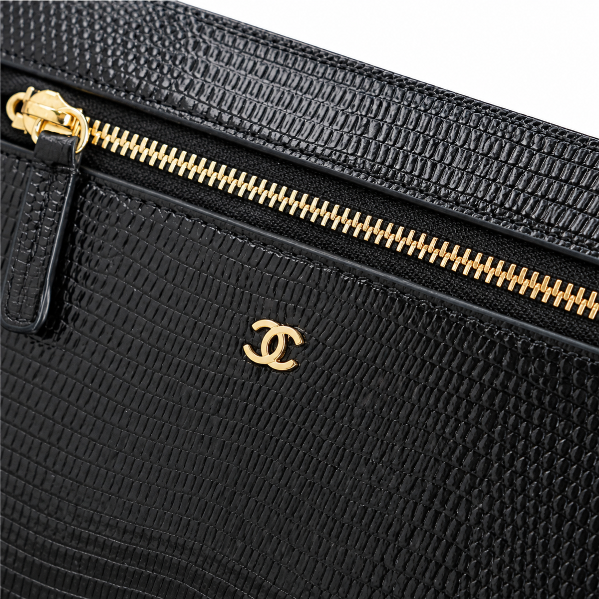 Chanel Black Croc-Embossed Crossbody Bag