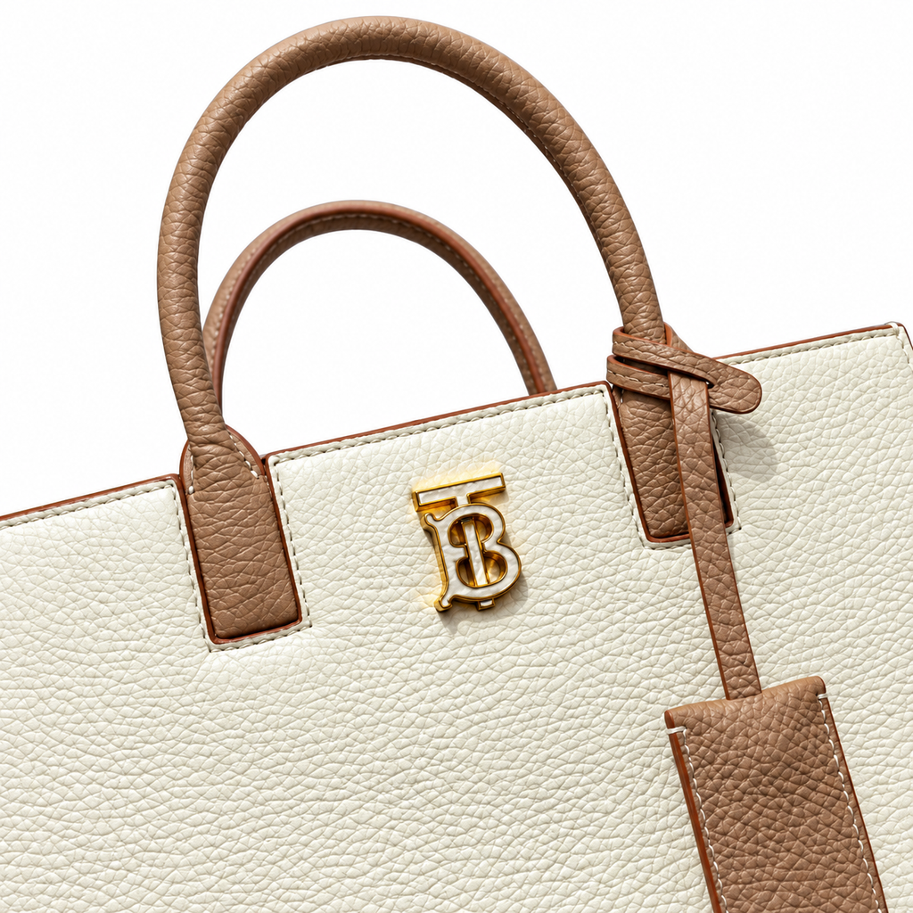 Burberry Cream Leather Tote with Shoulder Strap