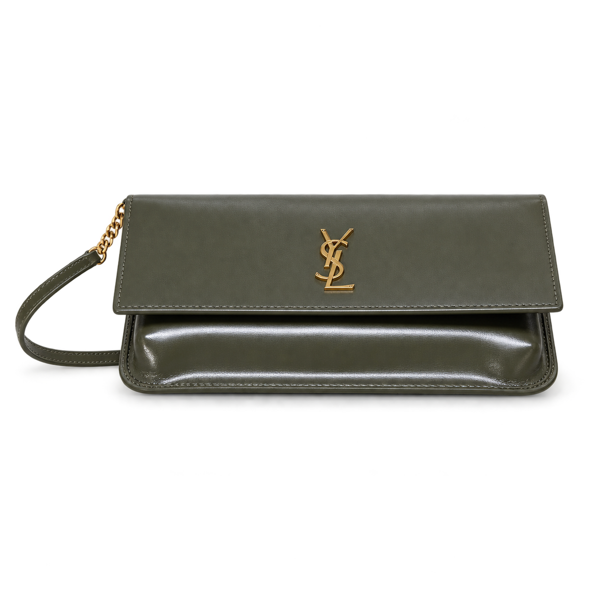Saint Laurent Kate Chain Wallet Bag in Khaki