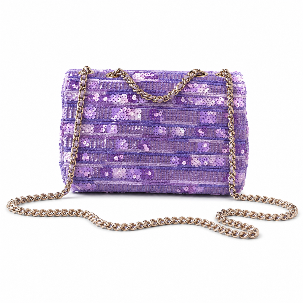 Chanel Purple Sequin Flap Shoulder Bag