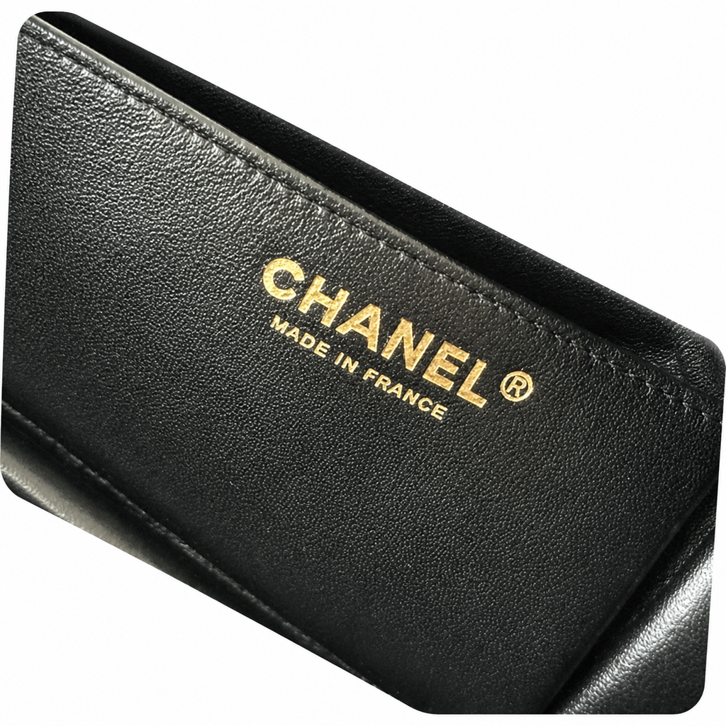Chanel Black Croc-Embossed Clutch Bag