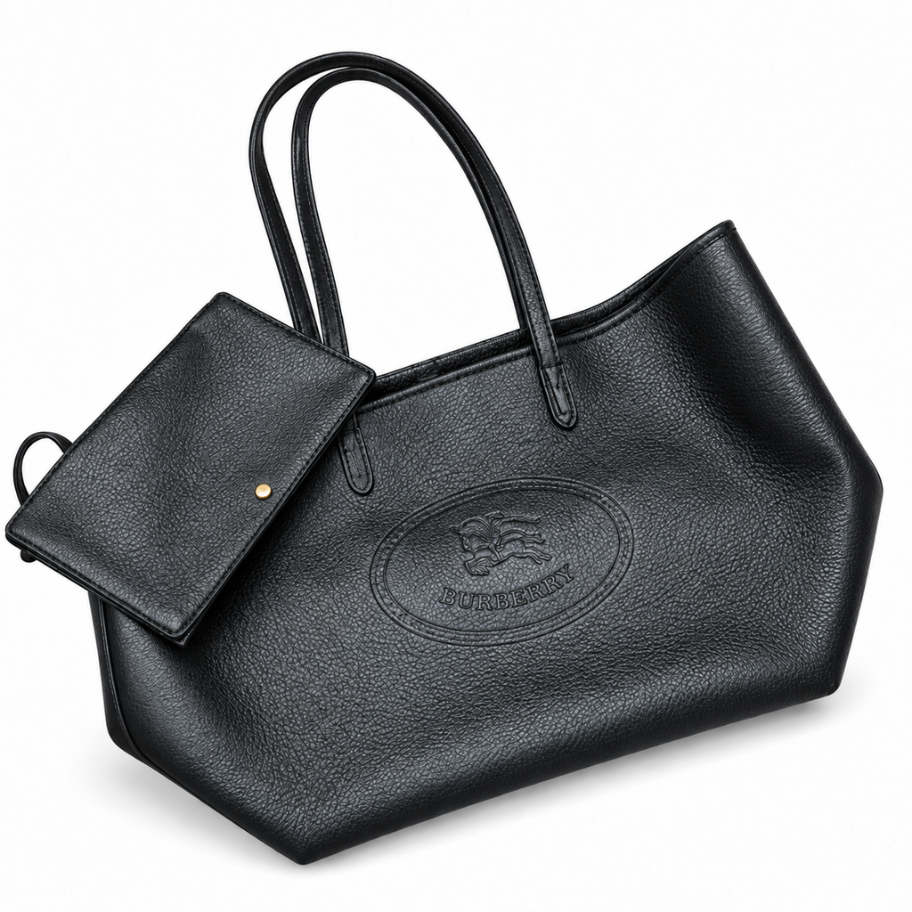 Burberry Textured Knight Logo Tote
