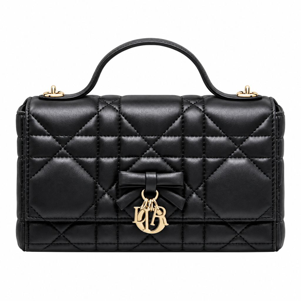 Dior Quilted Cannage Convertible Crossbody Bag with Top Handle