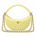 Chanel Lemon Yellow Quilted Caviar Half Moon Bag