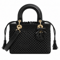Lady Dior Medium Woven Leather Bag in Black with Gold CD Hardware