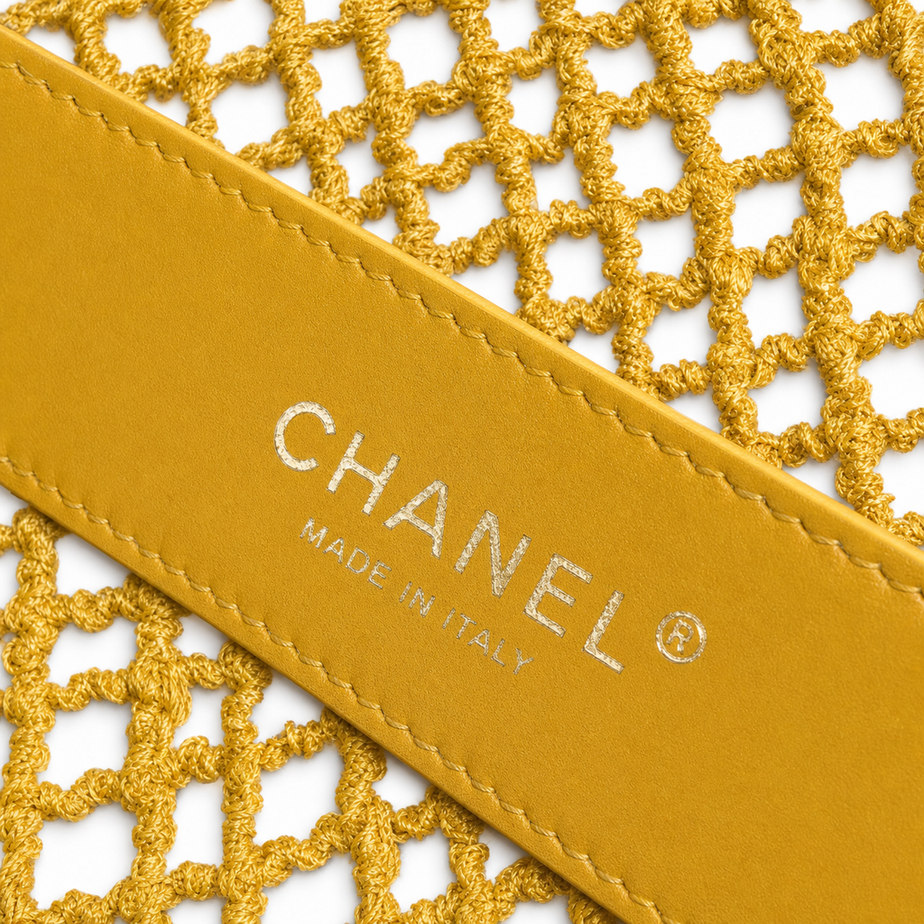 Chanel Yellow Woven Flap Crossbody Bag