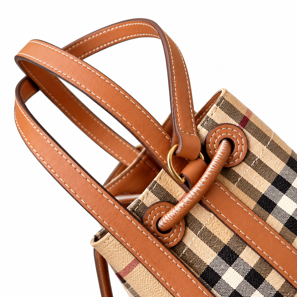 Burberry Check Bucket Bag with Adjustable Strap