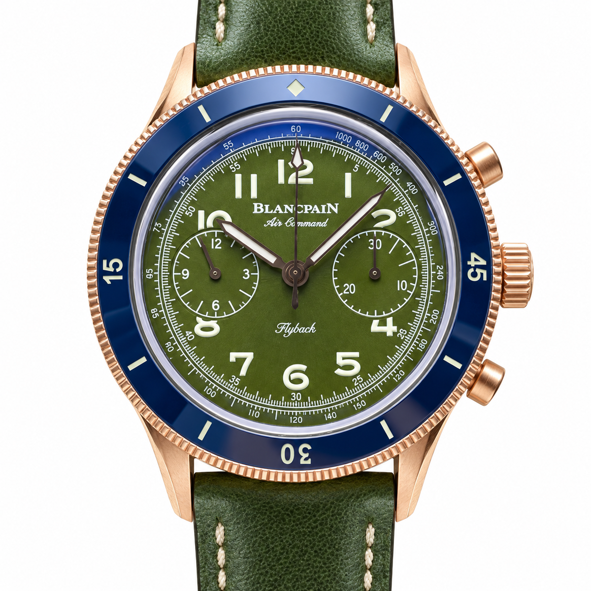 Blancpain Air Command Flyback Chronograph Rose Gold Green Watch