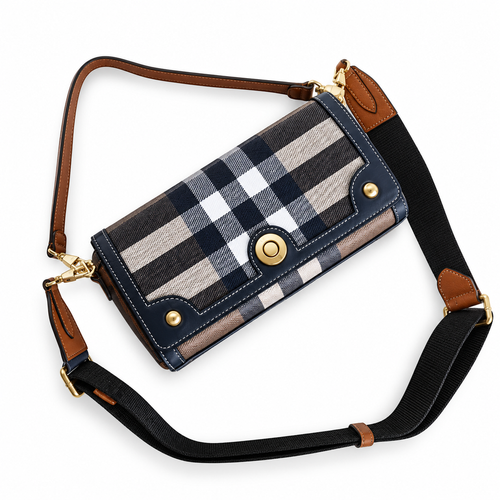 Burberry Check Flap Bag with Dual Straps