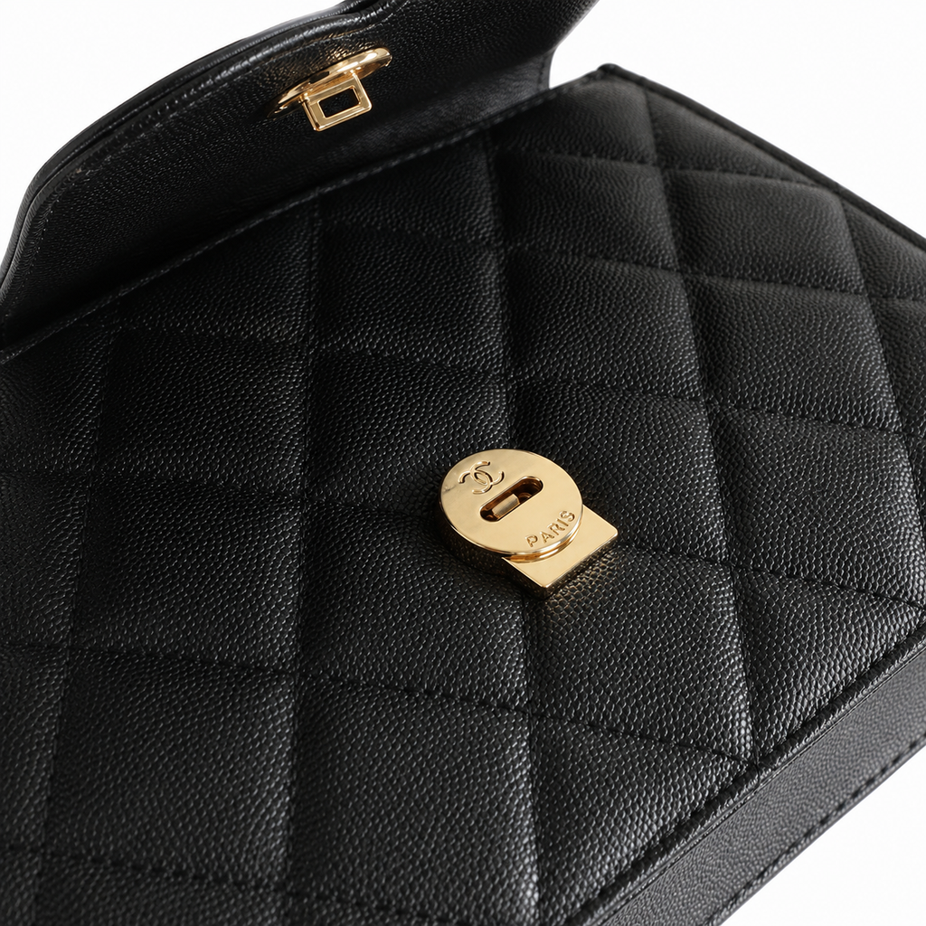 Chanel Quilted Top Handle Bag with Chain