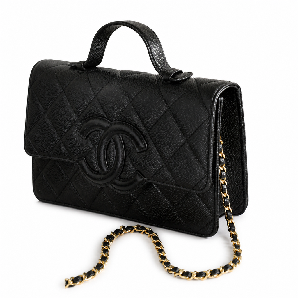 Chanel Quilted Top Handle Bag with Chain