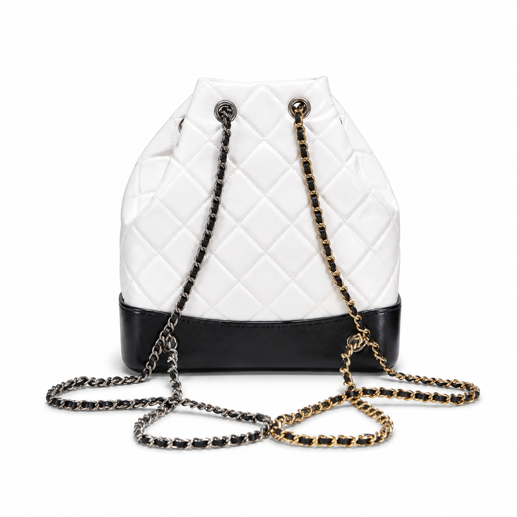 Chanel White Quilted Chain Backpack