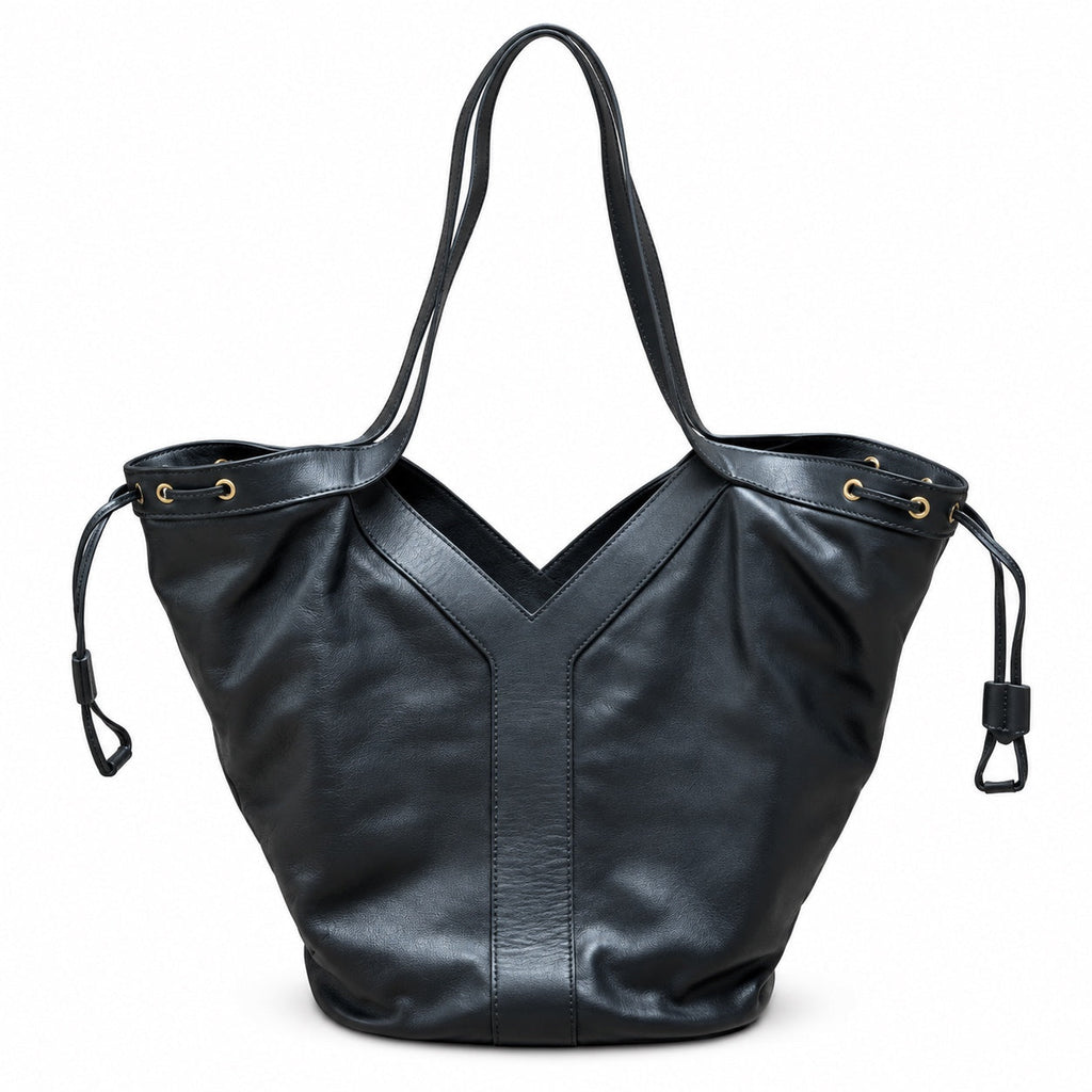 YSL Yslide Tote Bag – Black Leather
