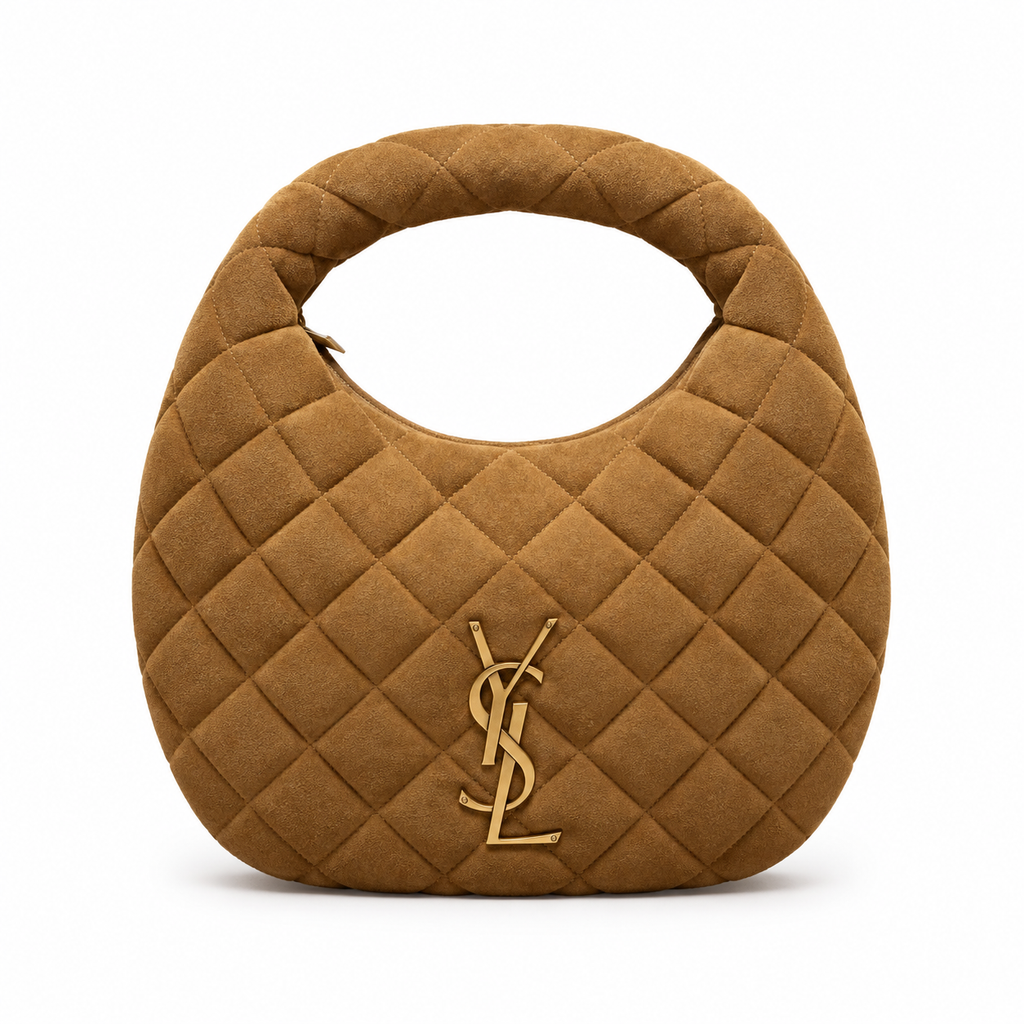 YSL Saint Laurent Quilted Suede Hobo Bag
